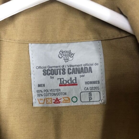 Scouts CANADA Short Sleeve Button Down Uniform Shirt Tan Sz S - Picture 4 of 6